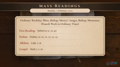 Daily Mass Readings – Monday, 3 February 2025