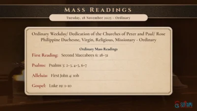 Daily Mass Readings – Tuesday, 18 November 2025 – Ordinary
