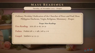 Daily Mass Readings – Tuesday, 18 November 2025 – Proper