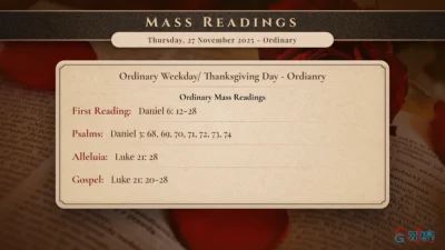 Daily Mass Readings – Thursday, 27 November 2025 – Ordinary