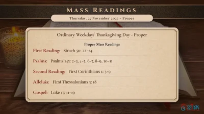 Daily Mass Readings – Thursday, 27 November 2025 – Proper
