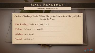 Daily Mass Readings – Thursday, 9 October 2025