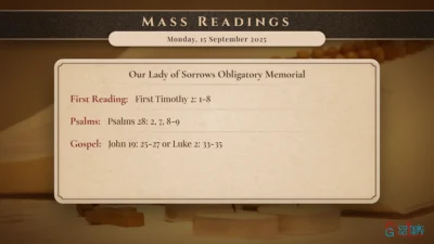 Daily Mass Readings – Monday, 15 September 2025