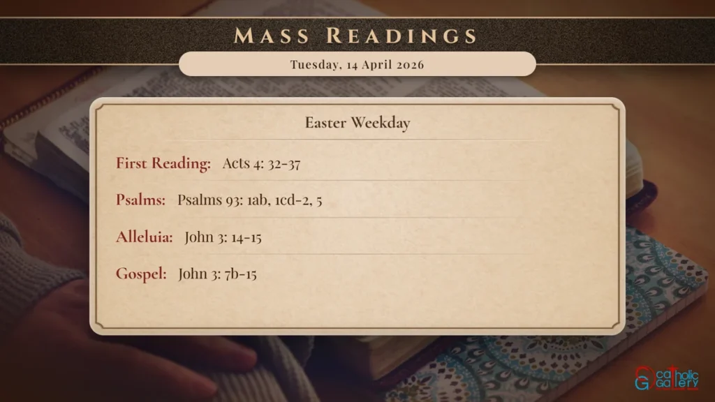 Daily Mass Readings Scripture Card – Tuesday, 14 April 2026