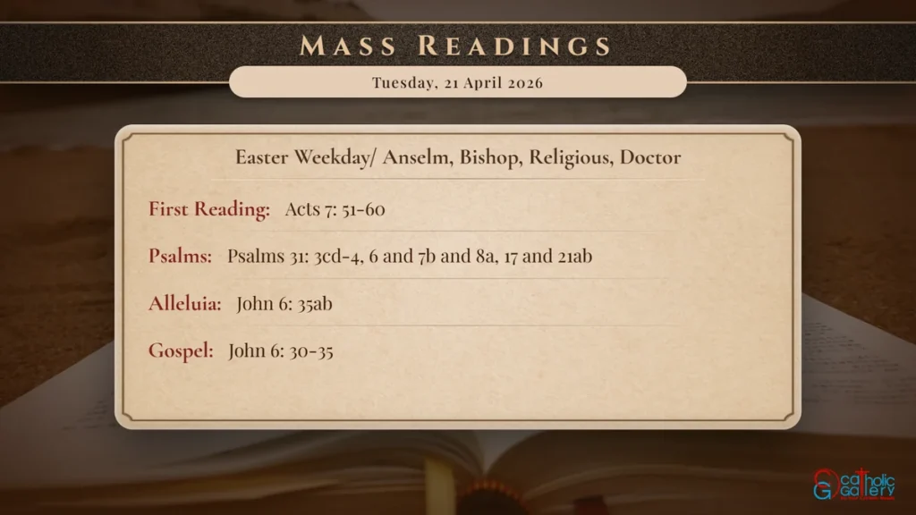 Daily Mass Readings Scripture Card – Tuesday, 21 April 2026