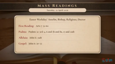 Daily Mass Readings – Tuesday, 21 April 2026