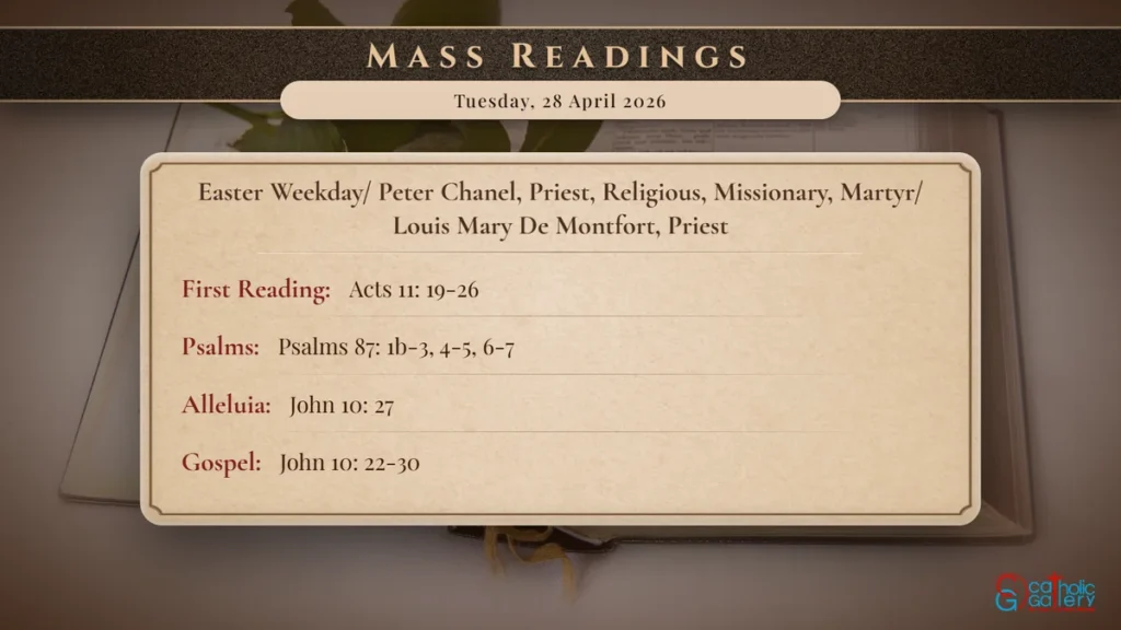 Daily Mass Readings Scripture Card – Tuesday, 28 April 2026