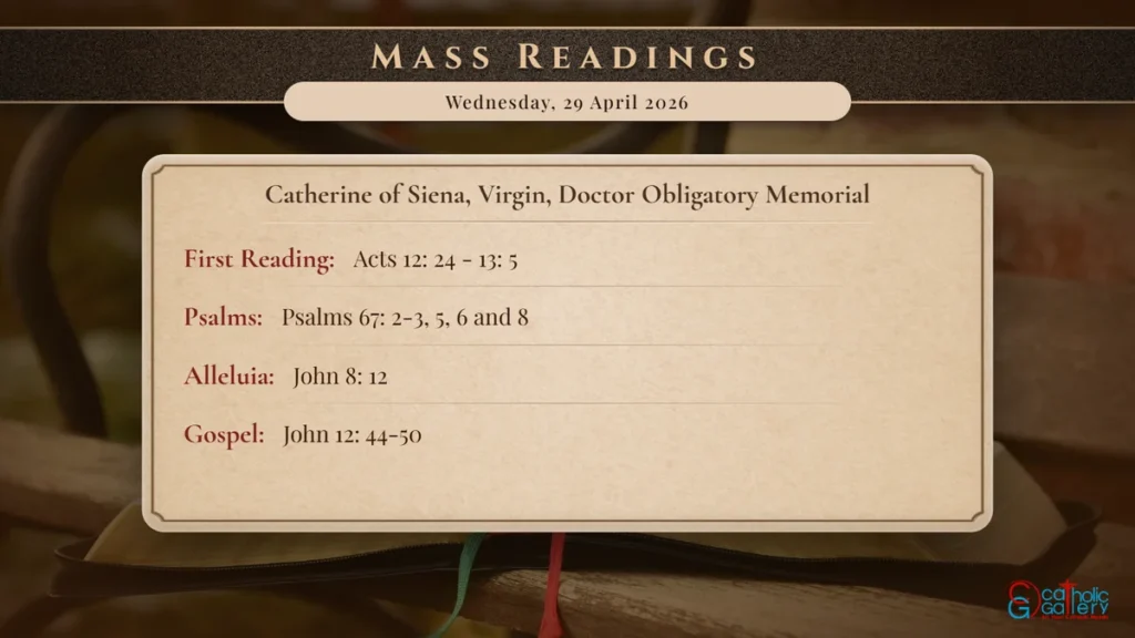 Daily Mass Readings Scripture Card – Wednesday, 29 April 2026