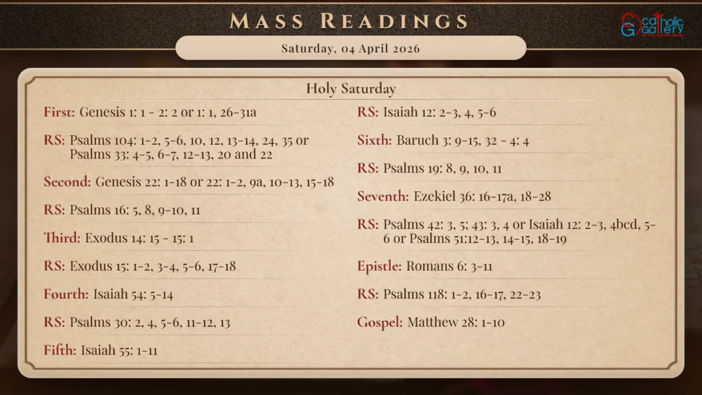 Daily Mass Readings Scripture Card – Saturday, 4 April 2026