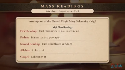 Daily Mass Readings – Saturday, 15 August 2026 – Vigil