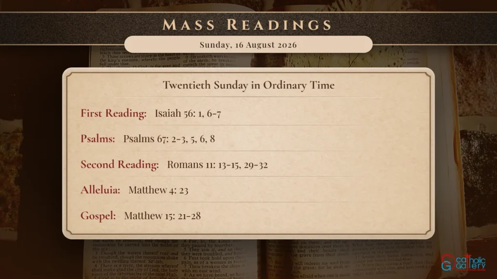 Daily Mass Readings Scripture Card – Sunday, 16 August 2026