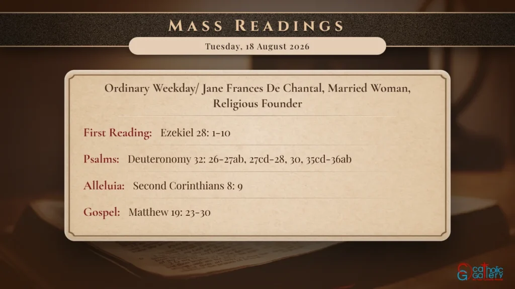 Daily Mass Readings Scripture Card – Tuesday, 18 August 2026