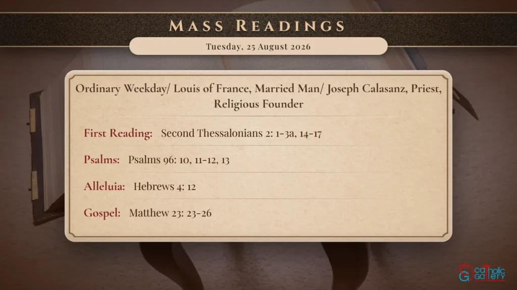 Daily Mass Readings Scripture Card – Tuesday, 25 August 2026