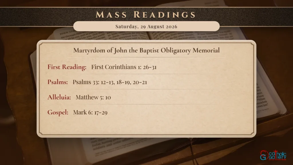 Daily Mass Readings Scripture Card – Saturday, 29 August 2026