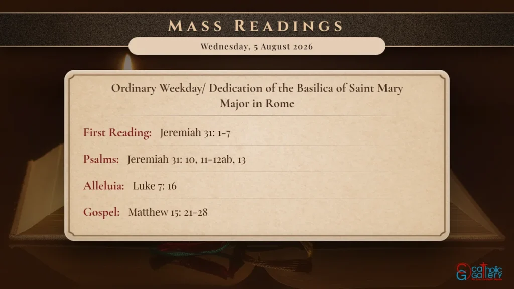 Daily Mass Readings Scripture Card – Wednesday, 5 August 2026