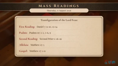 Daily Mass Readings – Thursday, 6 August 2026