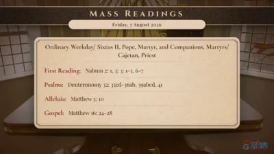 Daily Mass Readings – Friday, 7 August 2026