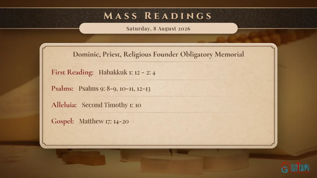 Daily Mass Readings Scripture Card – Saturday, 8 August 2026