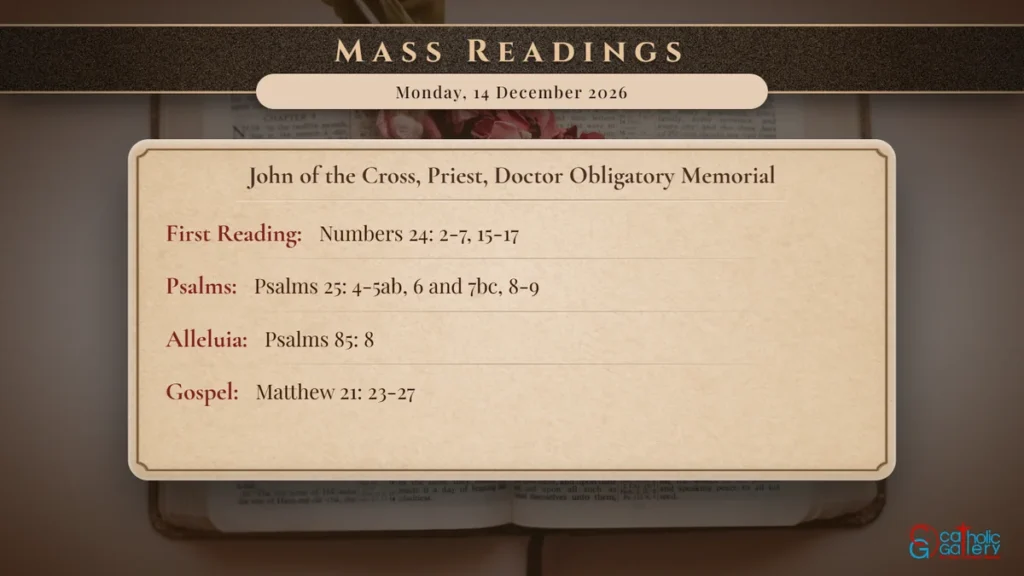 Daily Mass Readings Scripture Card – Monday, 14 December 2026