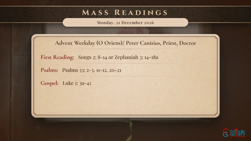 Daily Mass Readings Scripture Card – Monday, 21 December 2026
