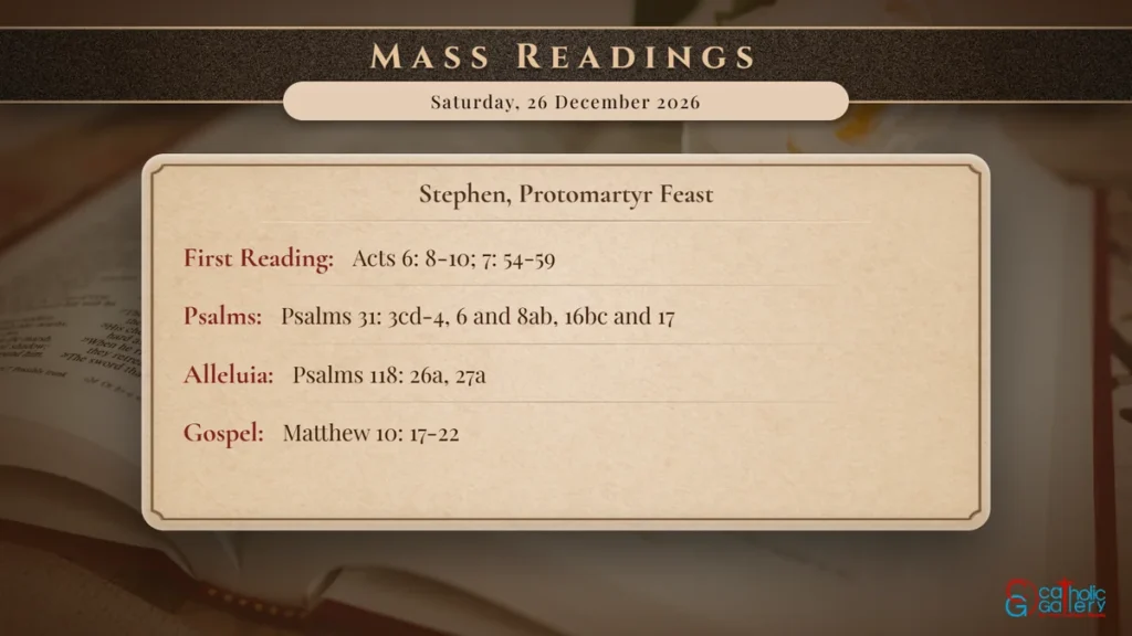 Daily Mass Readings Scripture Card – Saturday, 26 December 2026