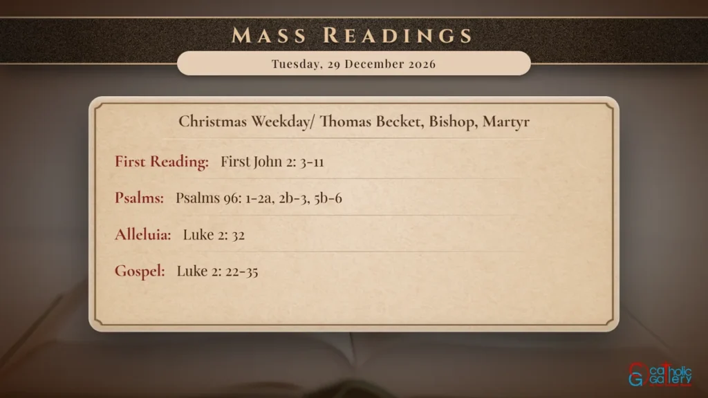 Daily Mass Readings Scripture Card – Tuesday, 29 December 2026