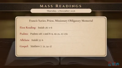 Daily Mass Readings – Thursday, 3 December 2026