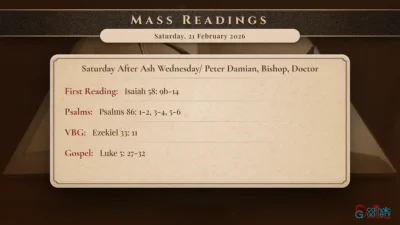 Daily Mass Readings – Saturday, 21 February 2026