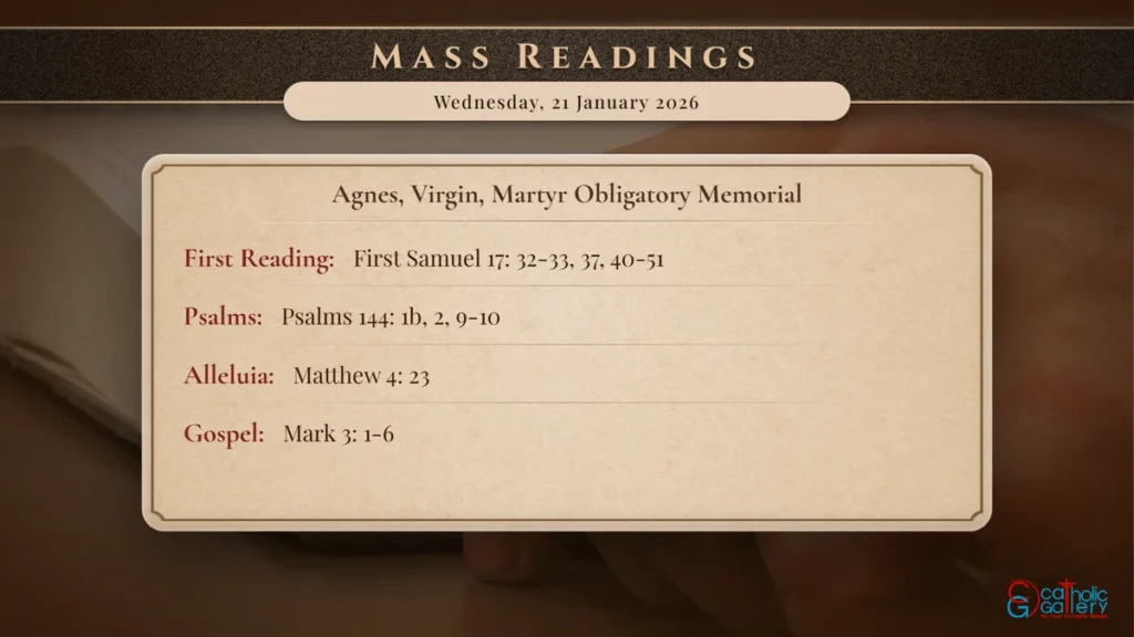 Daily Mass Readings Scripture Card – Wednesday, 21 January 2026
