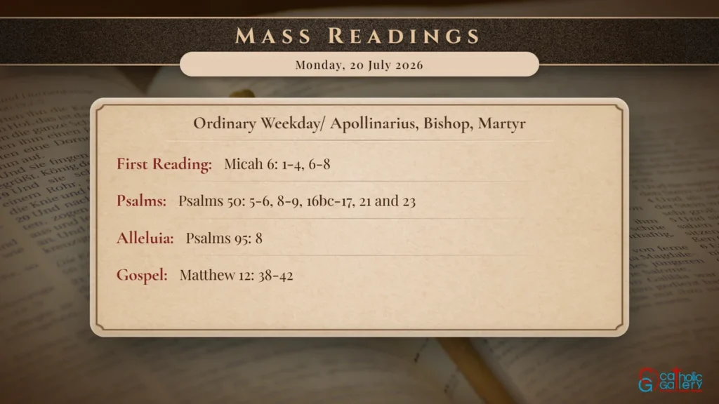 Daily Mass Readings Scripture Card – Monday, 20 July 2026
