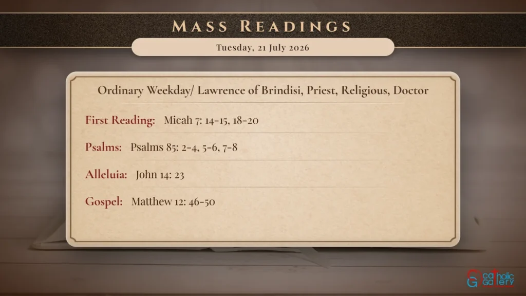 Daily Mass Readings Scripture Card – Tuesday, 21 July 2026