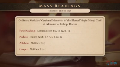 Daily Mass Readings – Saturday, 27 June 2026
