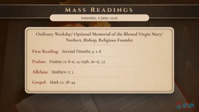 Daily Mass Readings – Saturday, 6 June 2026