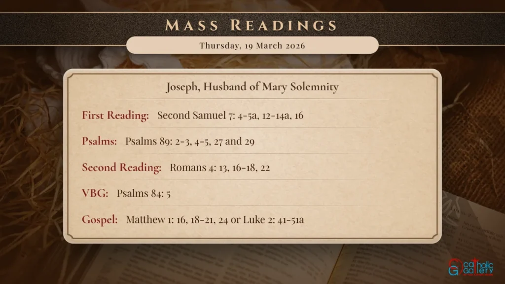 Daily Mass Readings Scripture Card – Thursday, 19 March 2026