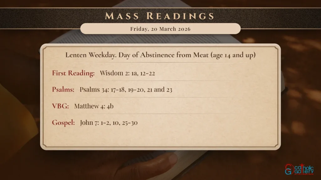 Daily Mass Readings Scripture Card – Friday, 20 March 2026