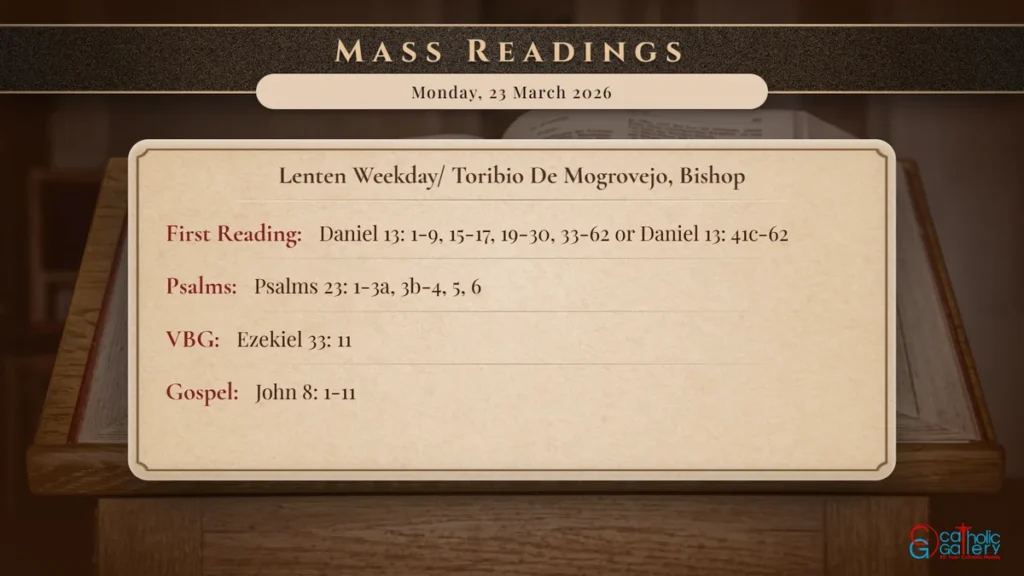 Daily Mass Readings Scripture Card – Monday, 23 March 2026