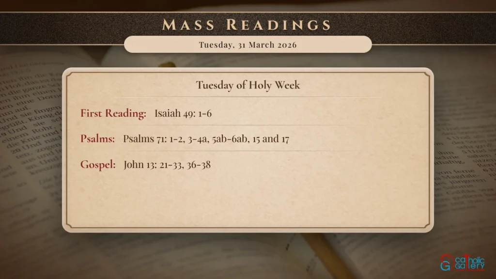 Daily Mass Readings Scripture Card – Tuesday, 31 March 2026