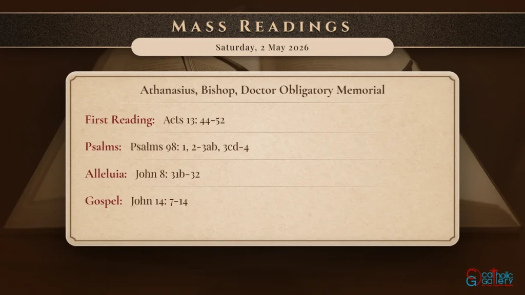 Daily Mass Readings Scripture Card – Saturday, 2 May 2026