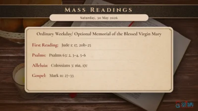 Daily Mass Readings – Saturday, 30 May 2026
