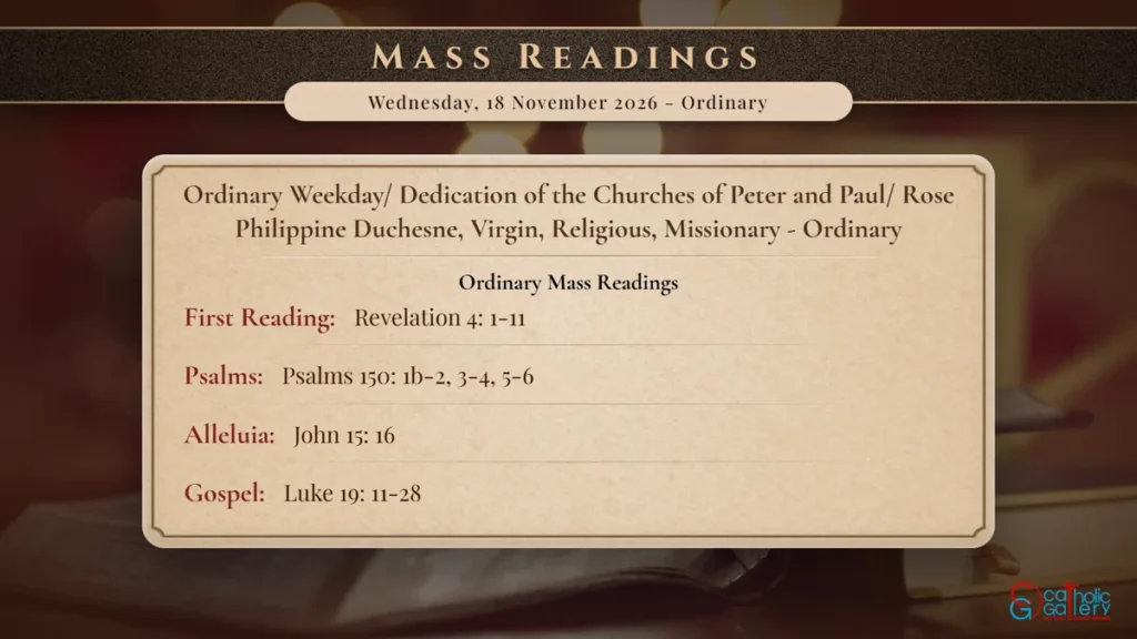 Daily Mass Readings Scripture Card – Wednesday, 18 November 2026 - Ordinary