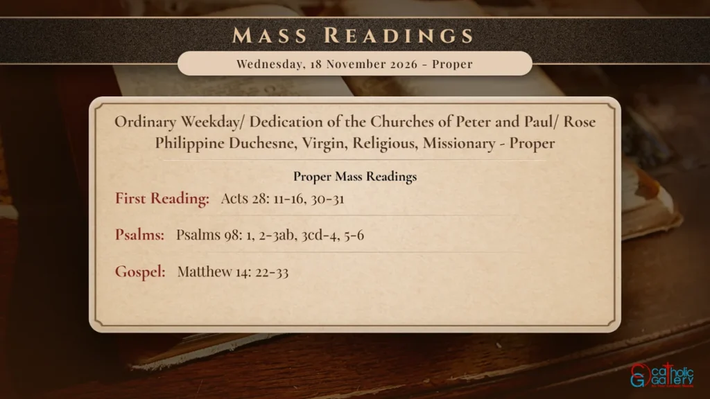 Daily Mass Readings Scripture Card – Wednesday, 18 November 2026 - Proper
