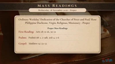 Daily Mass Readings – Wednesday, 18 November 2026 – Proper