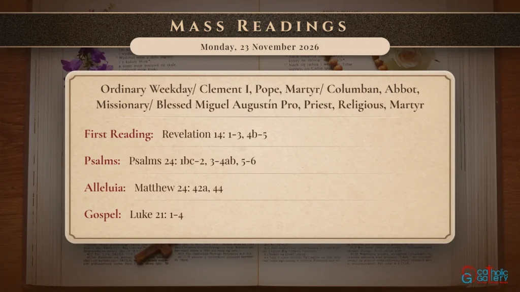 Daily Mass Readings Scripture Card – Monday, 23 November 2026