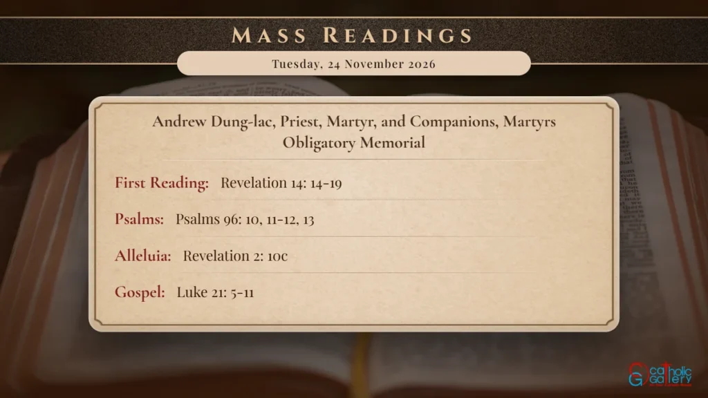 Daily Mass Readings Scripture Card – Tuesday, 24 November 2026