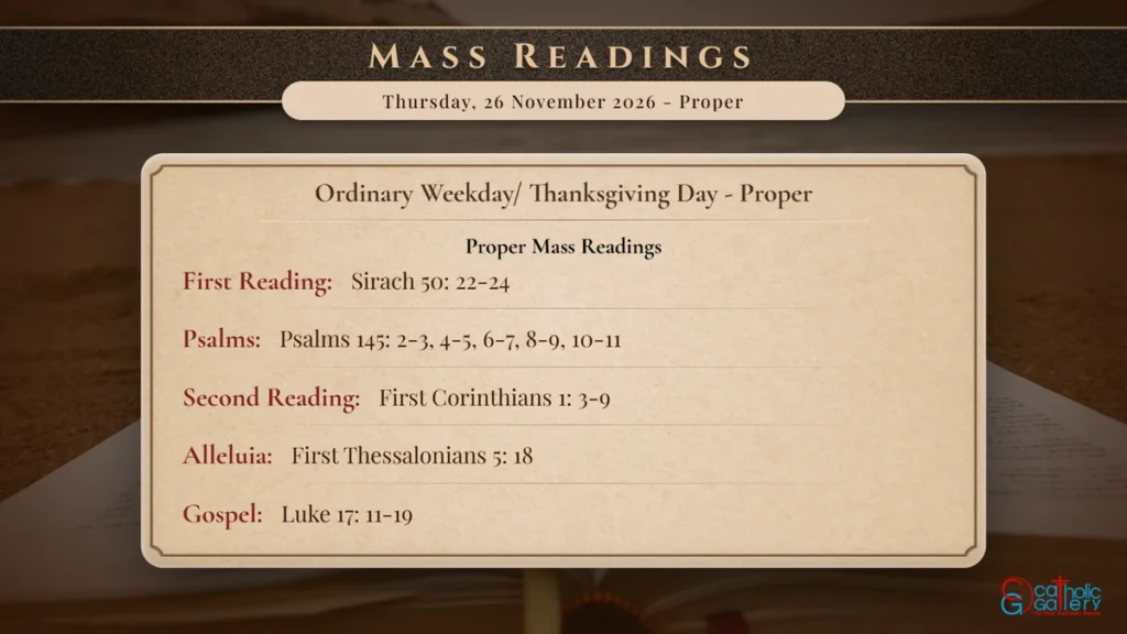 Daily Mass Readings Scripture Card – Thursday, 26 November 2026 - Proper