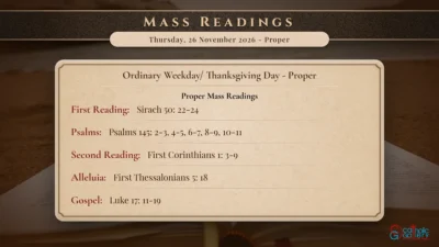 Daily Mass Readings – Thursday, 26 November 2026 – Proper