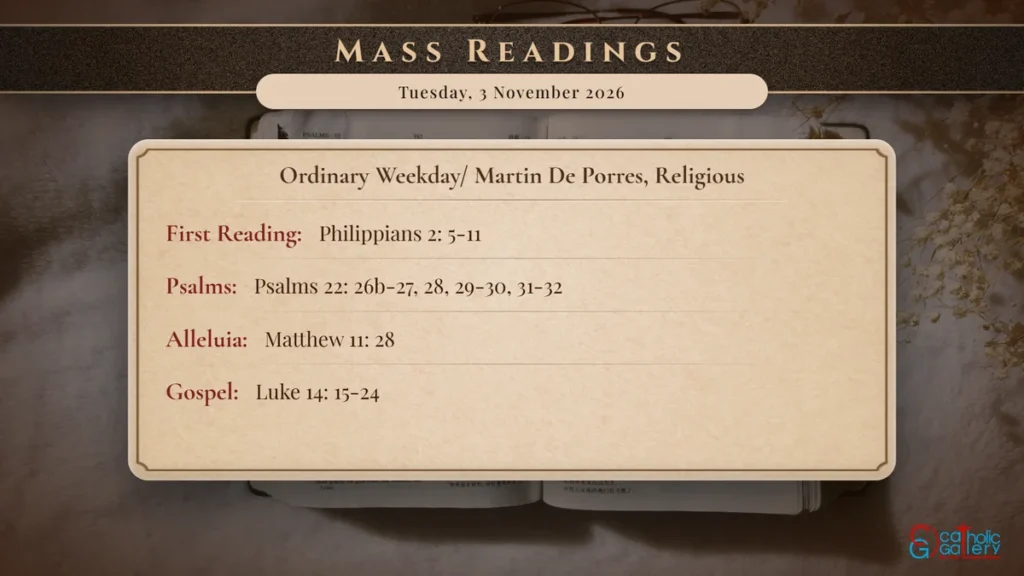 Daily Mass Readings Scripture Card – Tuesday, 3 November 2026