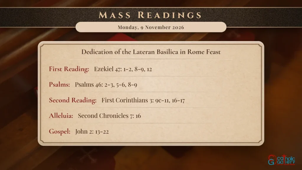 Daily Mass Readings Scripture Card – Monday, 9 November 2026