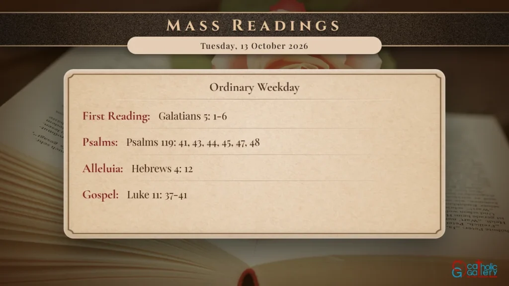 Daily Mass Readings Scripture Card – Tuesday, 13 October 2026