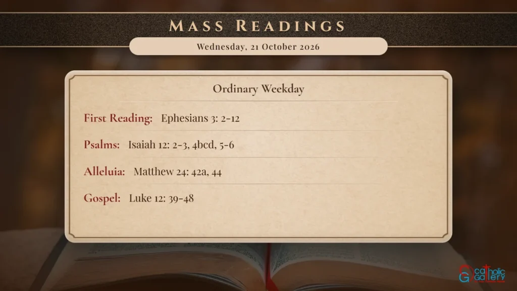 Daily Mass Readings Scripture Card – Wednesday, 21 October 2026